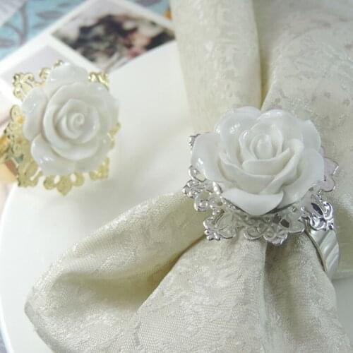 6pcs High Quality Round Gold Napkin Rings Exquisite Flower Design Napkin Holder For Party Decoration Table Decoration