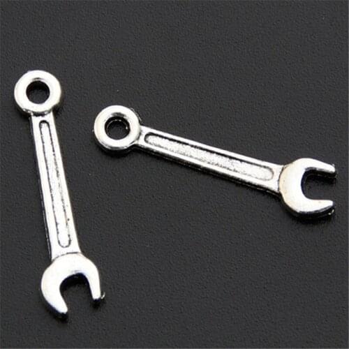 60pcs Silver Color Zinc Alloy Life Tool Spanner Charms Pendant For Making DIY A2534