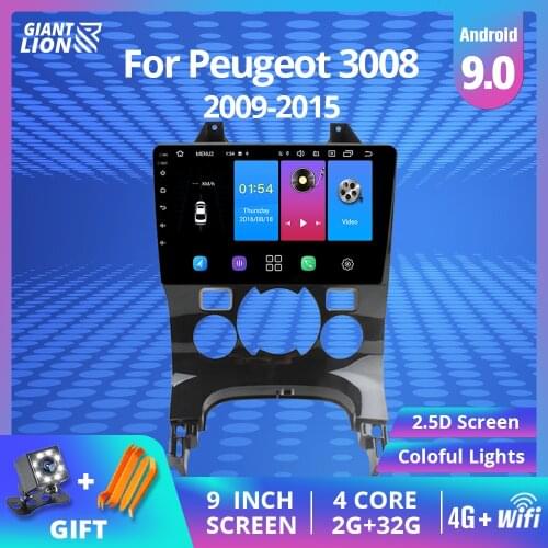 2din Android 9.0 Car Multimedia Player For Peugeot 3008 2009-2015 Car Radio GPS Navigation IPS Screen Player 2din Dvd Player