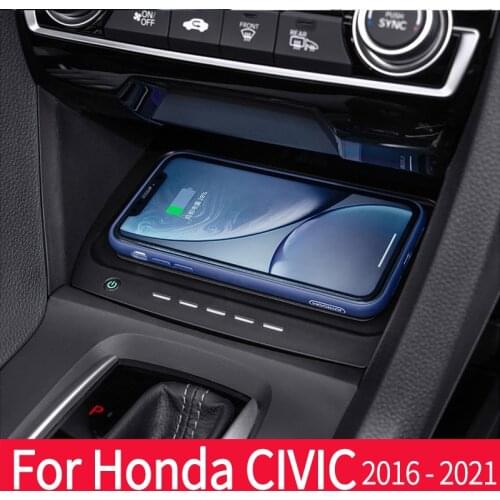 Wireless Car Charger 10W Qi Fast Charging Auto Mount Special Panel Accessories For Honda Civic 10th Gen 2016 2017 2018 2019 2020
