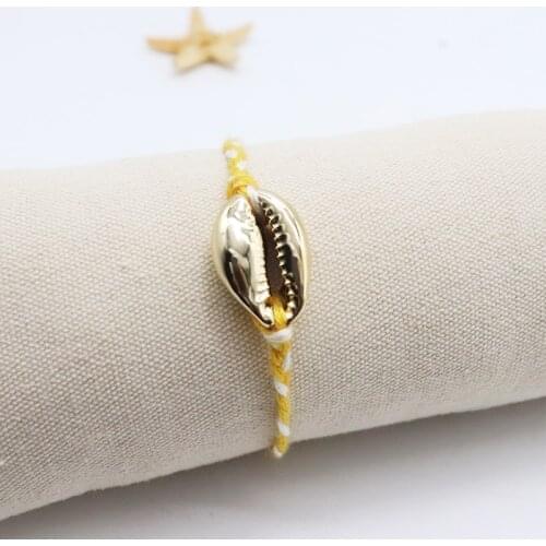 ZV Hand Made Boho Gold Conch Bracelet Shell Pendant Charm Chain Summer Beach Natural Hand woven Bracelet For Women Jewelry Gift