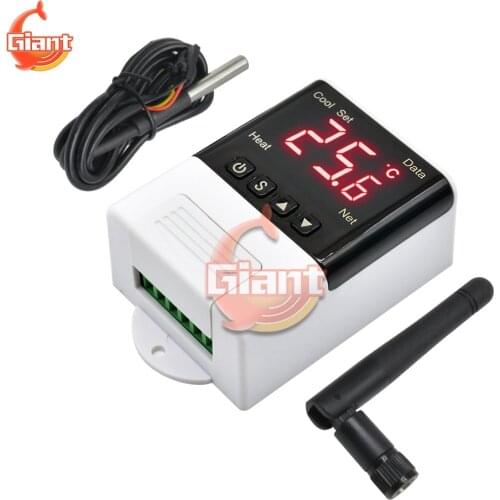 New Digital Temperature Controller For Incubator Cooling Heating Switch Thermostat AC 110V 220V DS18B20 Sensor with WIFI Antenna