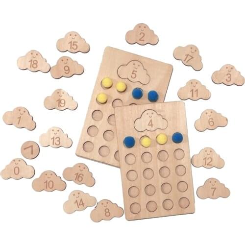Baby Math Toy Montessori Counting Toy Digital Shape Pairing Learning Preschool Counting Board Wooden toy Educational Tools