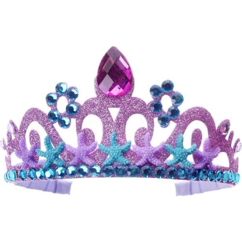 Baby Crown Headband Headdress Ocean Starfish Mermaid Rhinestone Childrens Crown Holiday Headband Hairband Colorful Lovely Crown