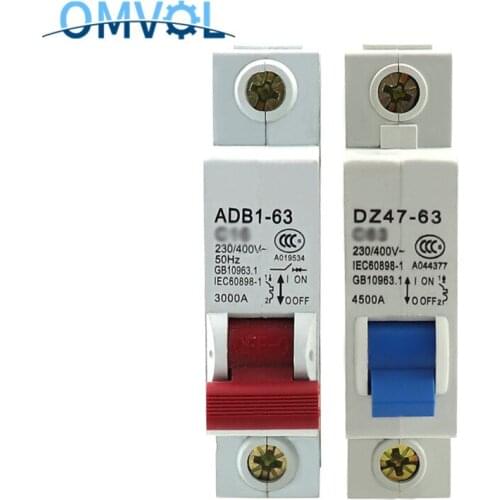 DZ47 Circuit breaker Air switch MCB 1P 3A 6A 10A 16A 20A 25A 32A 40A 50A 63A