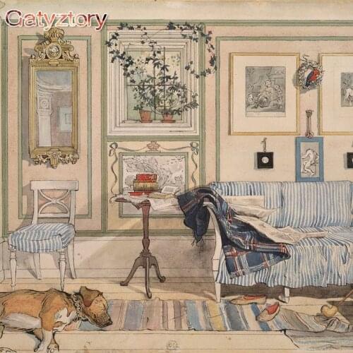 GATYZTORY Frame Paint By Numbers Kit Parlor Picture Classical Painting By Numbers Acrylic Color Paint On Canvas For Home Art