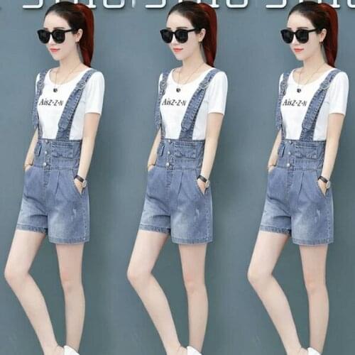 Denim fabric Destroy Wash rompers summer overalls women playsuits suspenders shorts jeans women overalls summer rompers jeans
