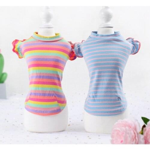 Small Dog Costume Pets Clothing Cotton T-shirt Pajamas Chihuahua Yorkshire Puppy Clothes Vest Schnauzer Apparel Stripes Shirt