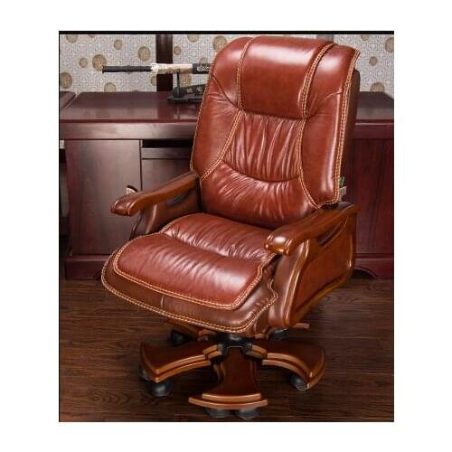 Boss chair. Real leather computer chair. Home massage can lie in the leather chair. Solid wood armrest office chair.06