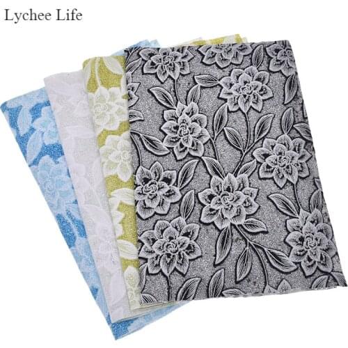 Lychee Life A4 Flower Pattern Polyester Fabric For Clothes Craft Decor DIY Handmade Sew-On Accessories