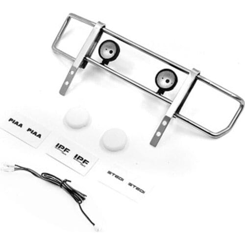 Metal Front Bumper with LED Lamp Spotlight for 1/10 Traxxas TRX6 G63 TRX4 G500 RC Car Parts Accessories