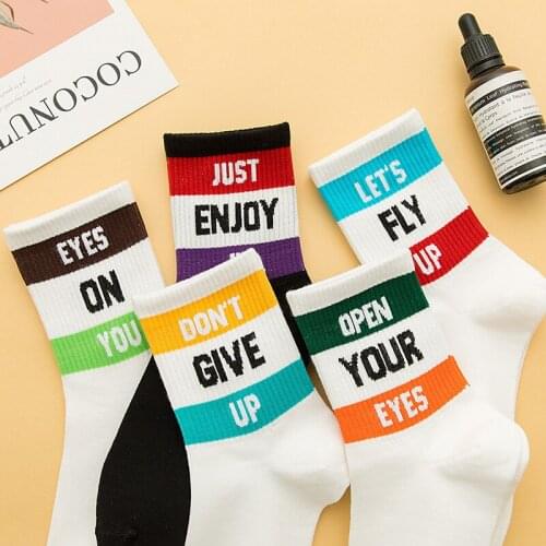 Cute socks letter preppy style meias esportivas kawaii sports women sokken cotton japanese fashion skarpetki damskie calcetas