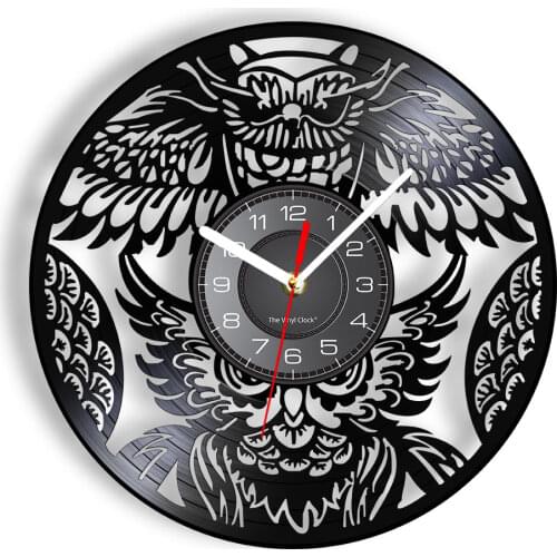 Owl Retro Wall Clock Bird Wall Art Vinyl Record Clock Beatiful Bird Housewarming Gift For Animals Lover Kid Room Nursery Decor
