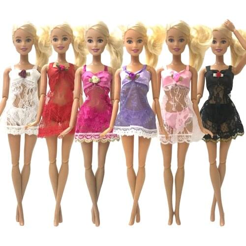 NK One Set Doll Outfit Pajamas +Underwear +Bra Sexy Lace Dress Clothes For Barbie Doll Accessories For Children JJ