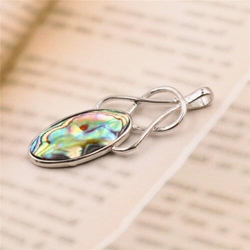 New Fashion Necklace Pendant New Multicolor Natural Abalone Shell Ethnic Oval Pendant Diy Accessories Lady Christmas Gift D07