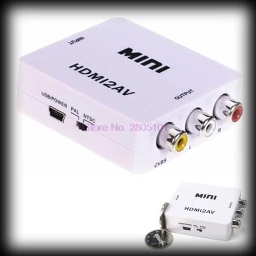 By dhl or ems 200pcs Wholesales HD Video Converter mini HDMI to AV CVBS+L/R HDMI to RCA converter adapter 1080P HDMI2AV