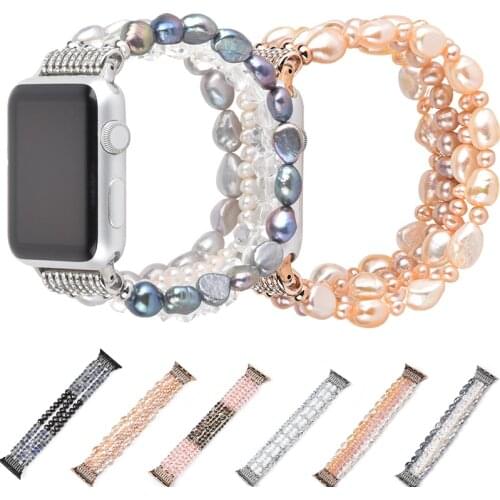 Pearl Strap for Apple Watch Series 6 5 4 3 2 Band Jewelry Crystal Bracelet for IWatch 38/40/42/44mm wristband Diamond Woman Band