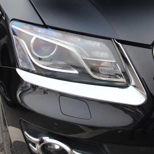 RIGHTPARTS Auto Part For Audi Q5 2009-2012 ABS Chrome Exterior Headlight Eyebrow Cover Trims Front Light Lamp Frames Stripes