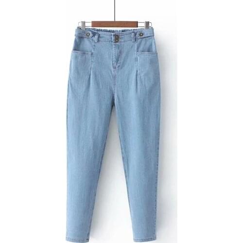 Streetwear High Waist Womens Fashion Jeans Girls Women Pencil Pants Trousers Female Jean Denim Skinny Mom Jeans Plus Size