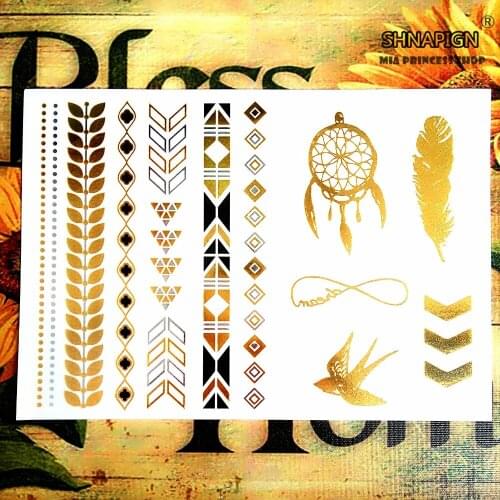SHNAPIGN 24 style Temporary Tattoo Body Art,Golden Swallow Feather Designs,Flash Tattoo Sticker Keep 3-5 days Waterproof 21*15cm
