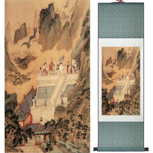 Traditional Chinese art painting Silk scroll painting Chinese wash paintingPrinted painting LTW2017112404