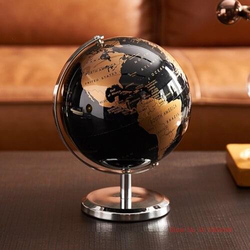 Vintage Auto-Rotating Glowing World Globe Plastic English Version Constellation Map Globe Study Decor Office Desktop Accessories
