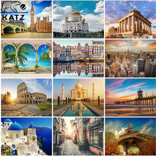 World Famous Architecture Diamond Painting European Embroidery Crossing Diy Painted Mosaic Cross Stitch Home Decoration