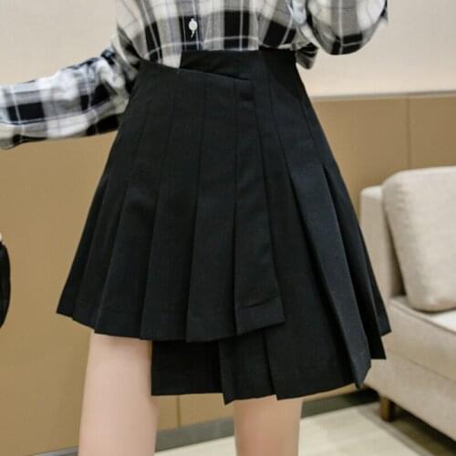 Vetement Femme 2021 Summer New Korean Fashion Casual Elegant All Match Folds High Waist Asymmetrical Pleated Skirts For Womens