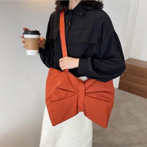 Women Bow style Canvas Tote Handbag pinkycolor Female Cloth Shoulder Bags Young Ladies Casual Shopping Bag Girls