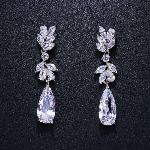 Emmaya Trendy 3 Colors Leaf Earrings High Quality Cubic Zircon Earrings Women Wedding Jewelry Gift