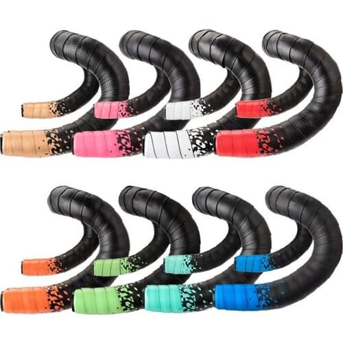 1 pair Bicycle Handlebar Tape PU Material Gradient Color Non-slip 2150x30x3mm with Stopper Cycling Road Bike Dead fly