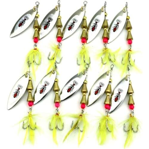 10pcs Spinner Baits Fishing Lure Spoons Paillette Artificial Spoon Lures Bass Lures Metal Sequin Bait