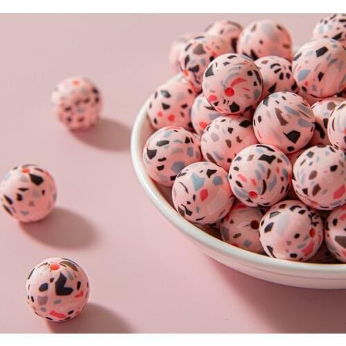 Lets make 10Pcs Silicone Beads 12/15mm Leopard Print Sensory Teething Necklace Food Grade DIY Jewelry BPA Free Baby Teethers