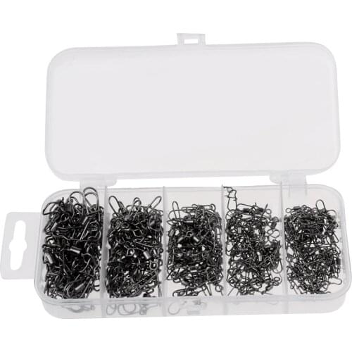 210 Pcs Fishing Swivels with Snaps Rolling Swivel Connectors Hooked Snaps