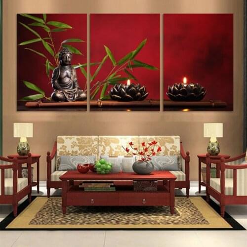 3pieces/set FREE SHIPPING Large Buddha Painting Decor Arts Printed on Canvas Modern Wall Painting with framed w0377