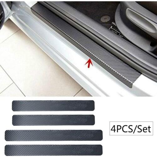 4pcs 3D Carbon Fiber Car Door Plate Sill Scuff Cover Panel Sticker Dropshipping