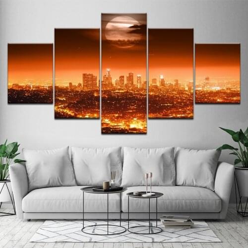 5 Panel Beautiful City Night Scene Wall Pictures for Living Room Picture Print Painting On Canvas Wall Art Home Decor Artwork