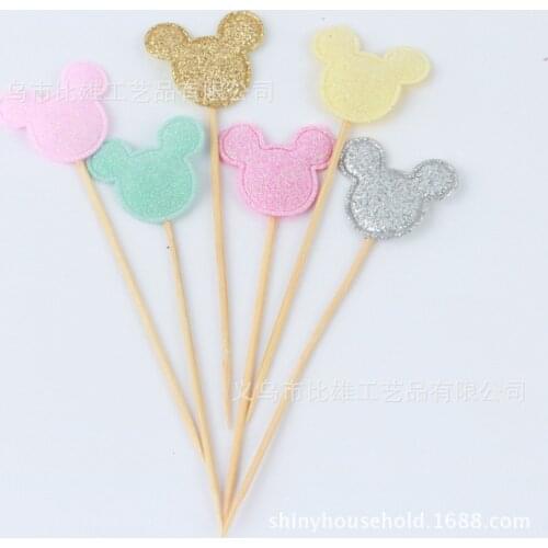 5pcs Bling Star Heart Mouse Happy Birthday Party Cake Decora Supplies Baby Shower Decoration Wedding Party Cake Topper