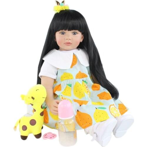 60 cm cloth body rebirth baby baby long hair Princess learning step silicone toy childrens holiday gift