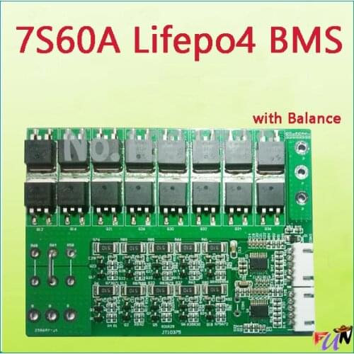 7S 60A lifepo4 BMS PCM lifepo4 battery protection board bms pcm with balancing for lifepo4 battery cell pack