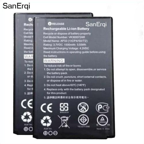 Battery 1500mAh AP32 VK365072AR Battery For Acer Liquid Z130 Duo Z3 Dual SIM (1ICP4/50/72) Mobile Phone Battery