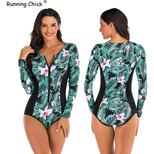 One piece long sleeve surfsuit sunscreen female swimsuit hot spring diving suit sexy