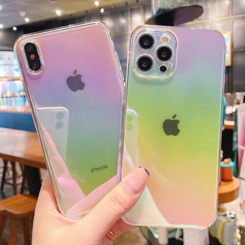 Blu-ray Color Changing Phone Cover Case For iPhone 12 11 Pro Max XR XS Max 8 7 Plus SE 2020 Mini