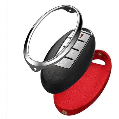 Key case cover keychain Genuine Leather+ Galvanized Alloy For Nissan Altima Maxima Infiniti EX FX G37 Q60 QX50 QX70