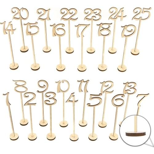 BMBY-Wooden Wedding Table Numbers 1-25 pcs Vintage Home Birthday Party Event Banquet Decor Anniversary Decoration Favors Signs