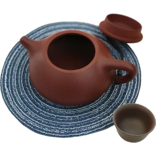 Hand-woven Cotton Dining Table Mat Heat Insulation Pot Holder Round Coasters Coffee Drink Tea Cup Table Placemats Mug Coaster