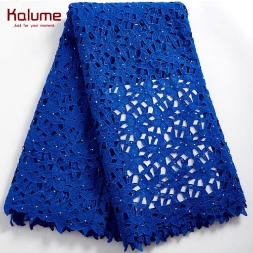 Kalume Guipure Lace Fabric 2021 5 Yards High Quality African Guipure Cord Lace Fabric Stones For Diy Sew Party Dress F2368