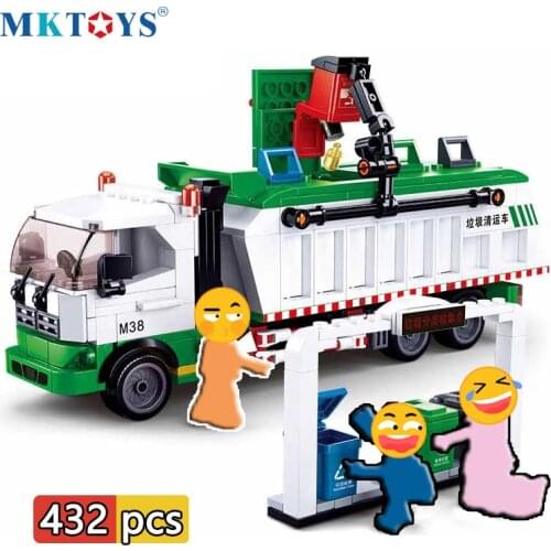 432PCS Creative Series City Garbage Sorting Transport Truck Model Building Blocks Toys Trash Truck For Children Christmas Gifts