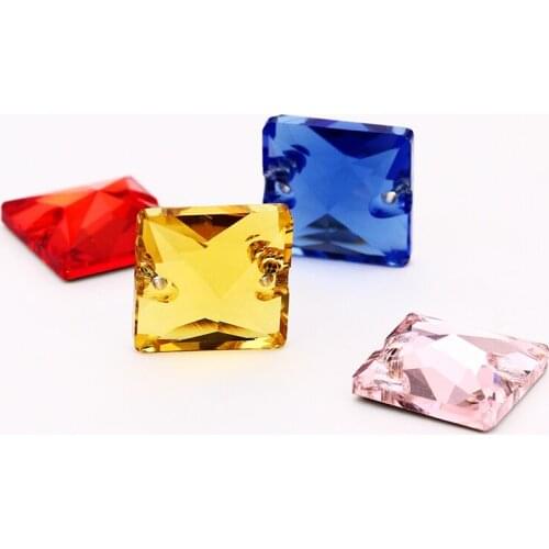 3 Sizes Square Shining K9 Flat Back Sew on Stones Glass Rhinestones High Quality Glass Strass Crystal Sew On Clothing Crafts Bag