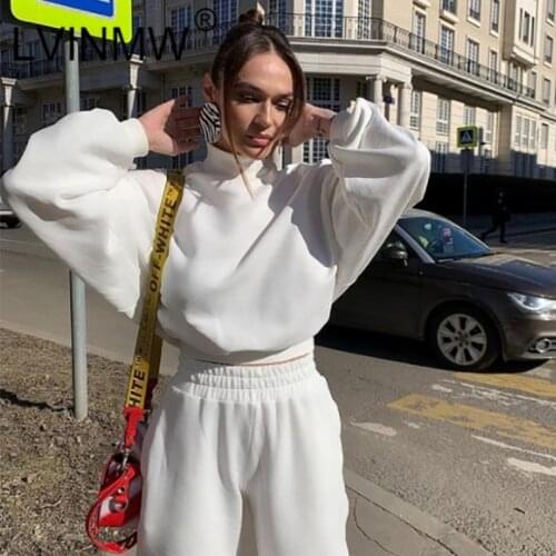 LVINMW Solid Chic Streetwear Casual Fashion Sports Autumn Women Stretchy Two Piece Set Long Sleeve Mock Neck Pants Suits